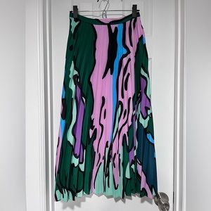 Pleated Multi-Colored Midi Skirt | Sz Women’s S